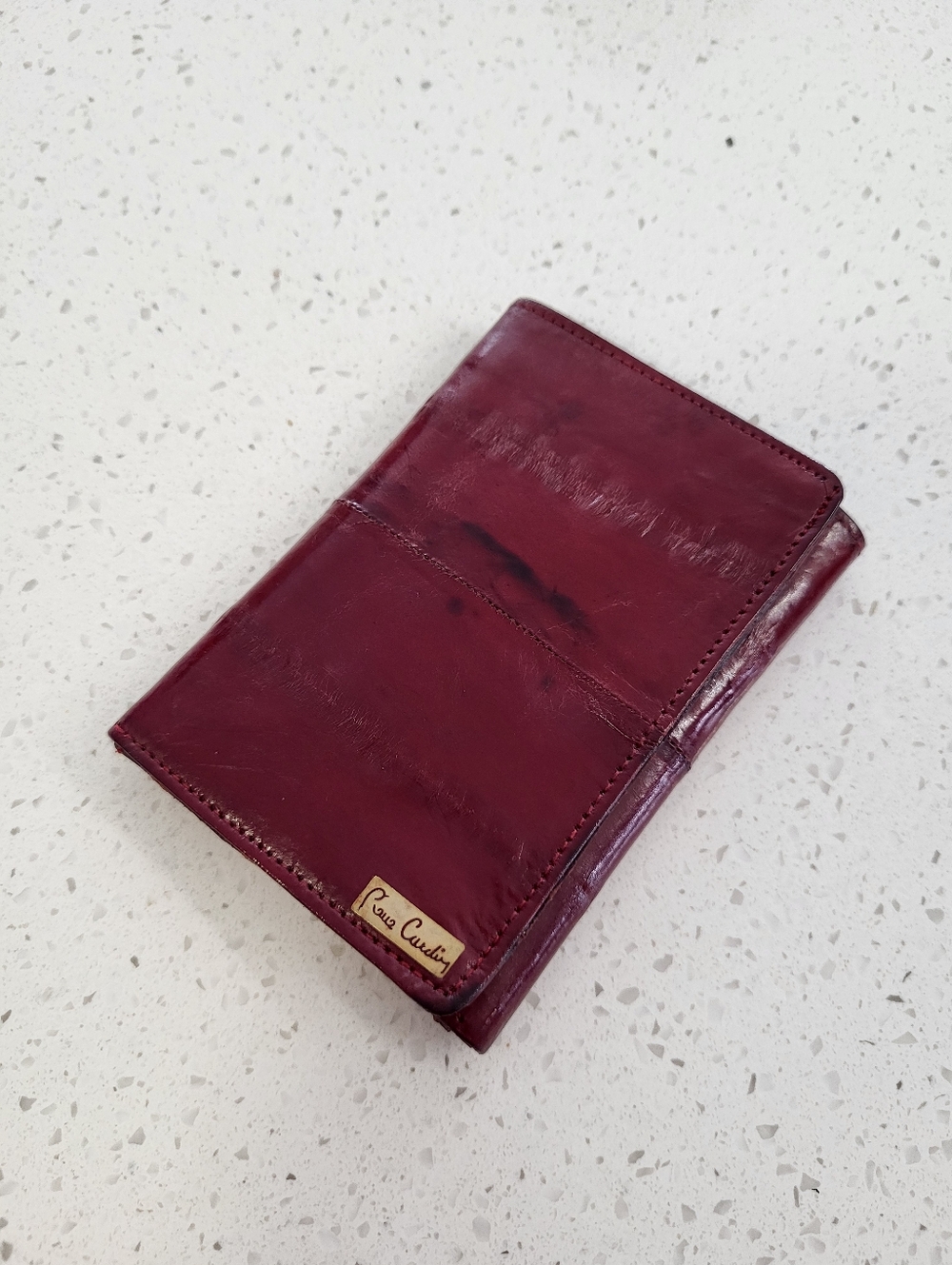 Vintage Luxury Pierre Cardin Eelskin Wallet Burgundy Leather Bifold